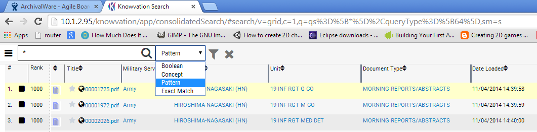 Search options